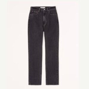 Abercrombie Curve Love Ultra High Rise Ankle Straight Jean - Black 32 LONG
